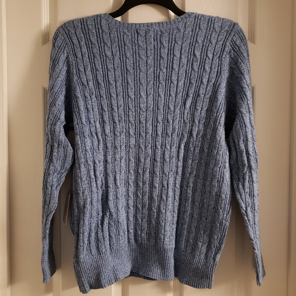 St. John's Bay Women's Light Blue V-neck Cable Knit Sweater Ladies 0X New NWT - Picture 2 of 6
